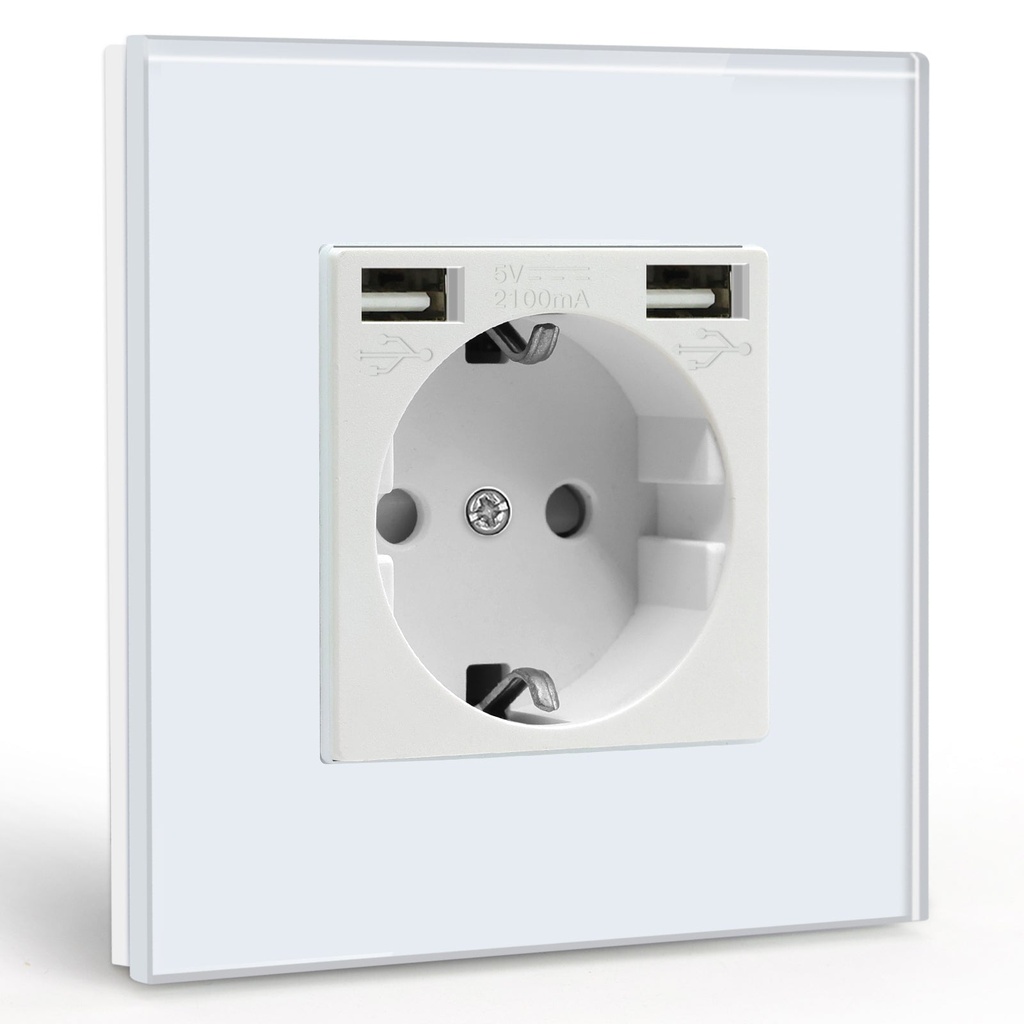 BSEED EU Sockets with 2.1A Double USB Port Interface Outlet Wall Socket