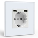 BSEED EU konnektor dupla USB töltővel (2,1A), üveg előlap