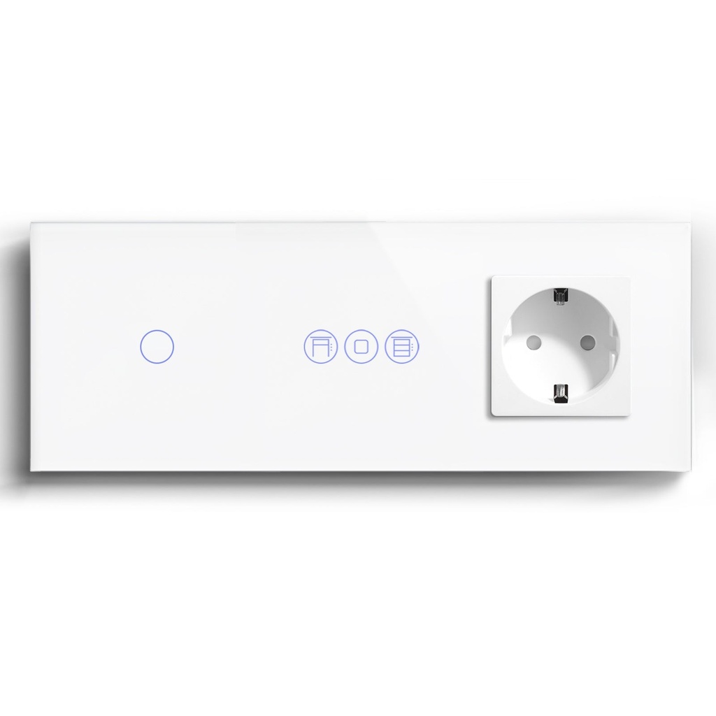 BSEED Wifi-s villanykapcsoló redőnykapcsolóval és EU konnektorral, 228 mm