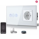 Bseed Zigbee Touch Roller Shutter Switch With Smart Socket 1/2/3 Gang 157mm