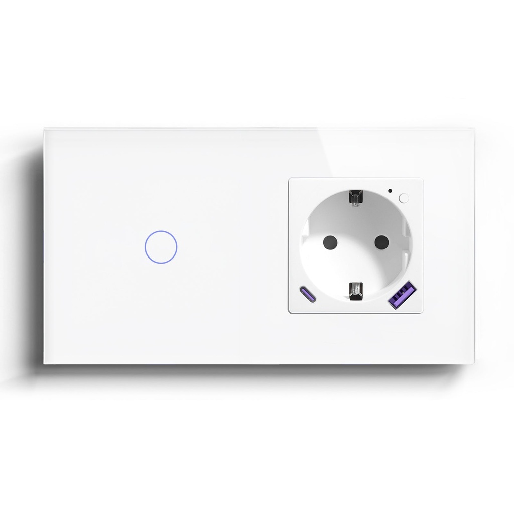 BSEED Wifi-s okos villanykapcsoló Wifi-s EU konnektorral és 20W USB-C töltővel