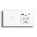 BSEED Wifi-s érintős villanykapcsoló EU konnektorral és 20W USB-C gyorstöltővel