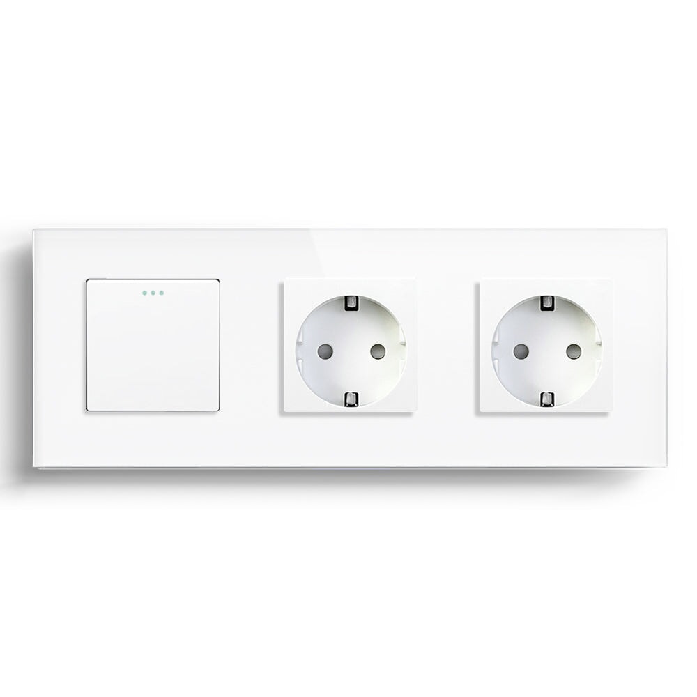 BSEED 1/2/3 Gang 1/2 Way Light Switch With Normal Eu Socket