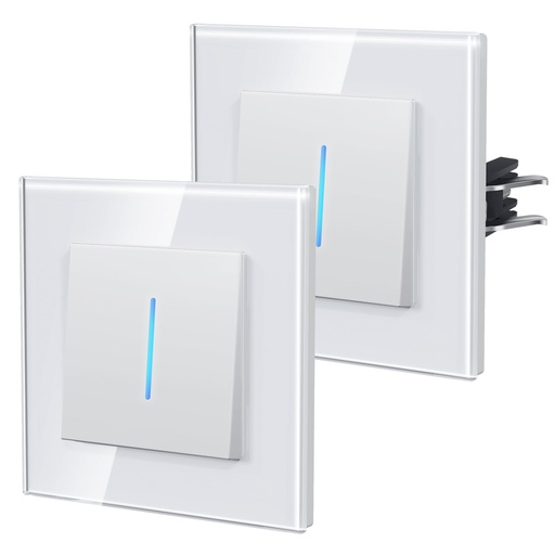 Bseed Echo Series Light Switch 2Way Switch Glass Panel With Clamping technology with Neon 2 Pack