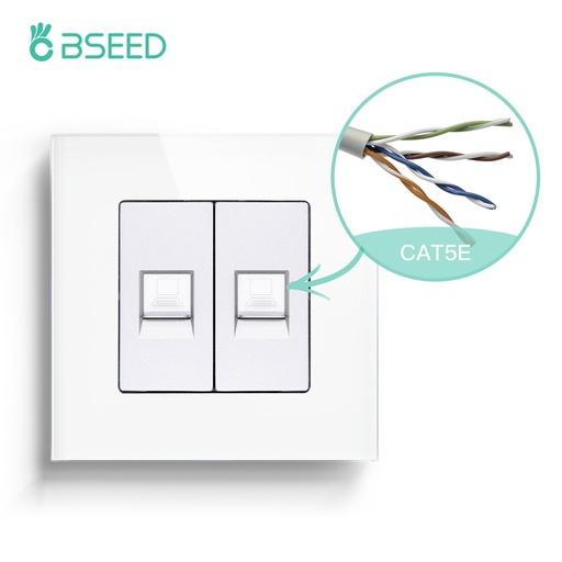 BSEED RJ45 számítógépes hálózati aljzat (CAT5/CAT6), 86 mm-es üvegkeret