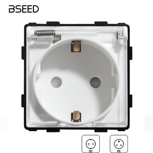 BSEED EU/FR konnektor funkciómodul USB és USB-C töltővel, üvegkeret nélkül