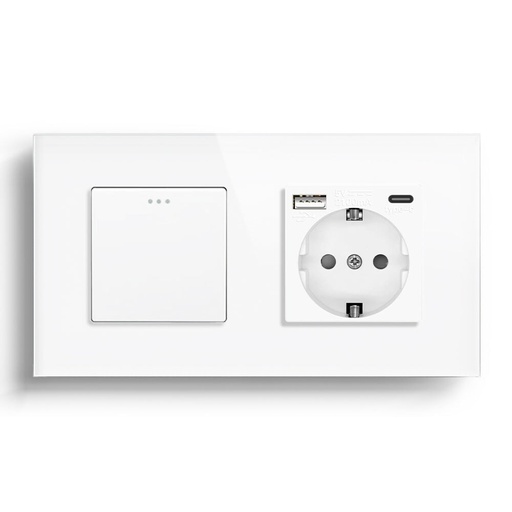 BSEED villanykapcsoló hagyományos EU konnektorral és USB-C csatlakozóval