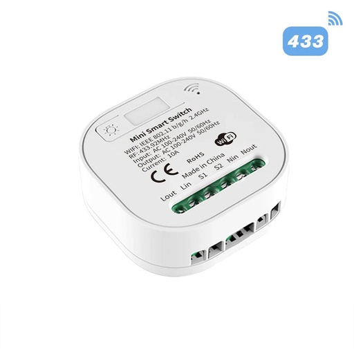 BSEED Wifi + RF433 okos kapcsolómodul, opcionális vezeték nélküli nyomókapcsolóval