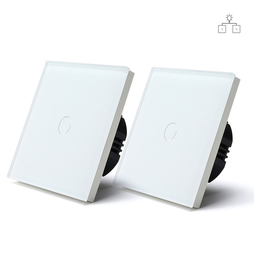 BSEED Touch Switches 2 Way Control Wall Switch Without Neutral Line 2 Pack Glass Panel