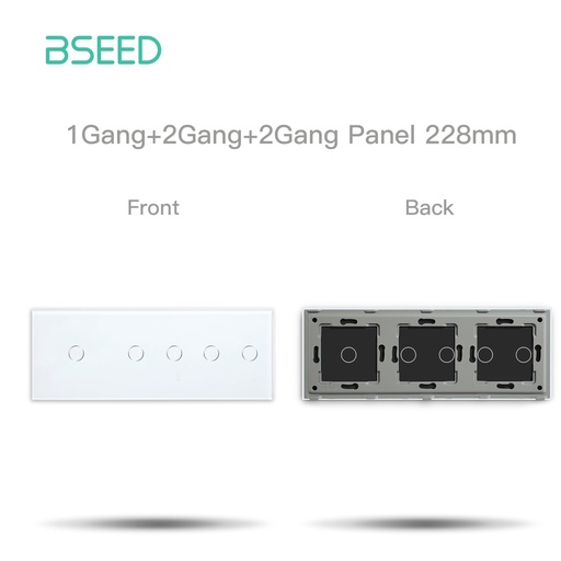BSEED hármas üveg előlap érintős kapcsolókhoz, 228 mm, fém kerettel