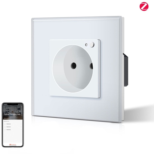 BSEED Zigbee-s okos EU konnektor gyermekvédelemmel, üveg előlap