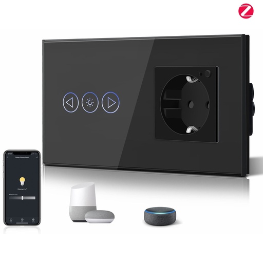 BSEED Zigbee-s fényerő-szabályzó Zigbee-s EU konnektorral, üveg előlap