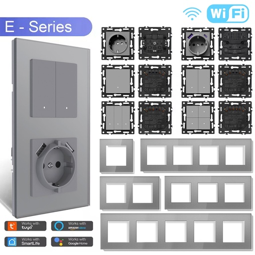 BSEED Click Wifi-s moduláris kapcsoló- és konnektorbetét, szürke
