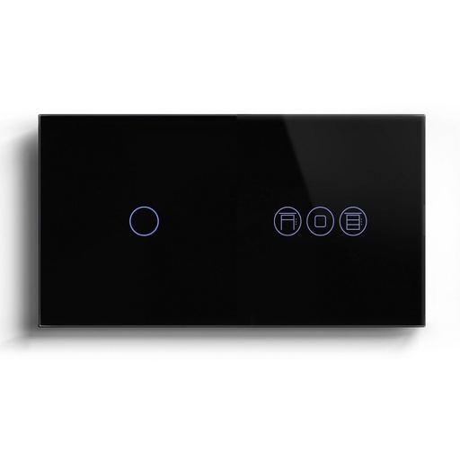 BSEED Zigbee érintős villanykapcsoló redőnykapcsolóval, üveg előlap, 157 mm