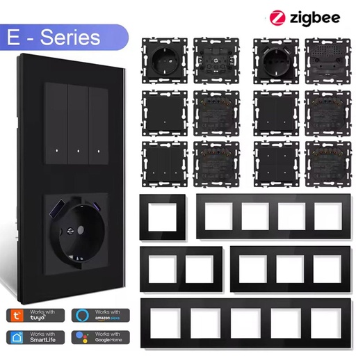 BSEED Click Zigbee okos betétek és üveg keretek, szabadon kombinálható, Fekete