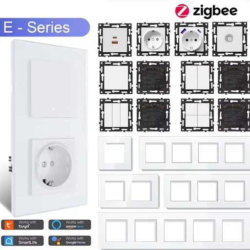 BSEED Click Zigbee okos betétek és üveg keretek, szabadon kombinálható, Fehér