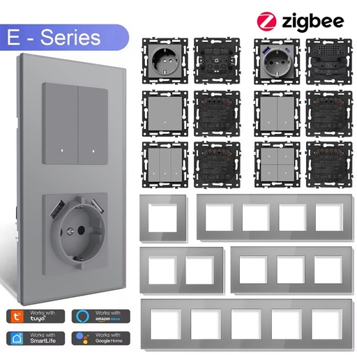 BSEED Echo Click Zigbee-s moduláris kapcsoló- és konnektorbetét, szürke