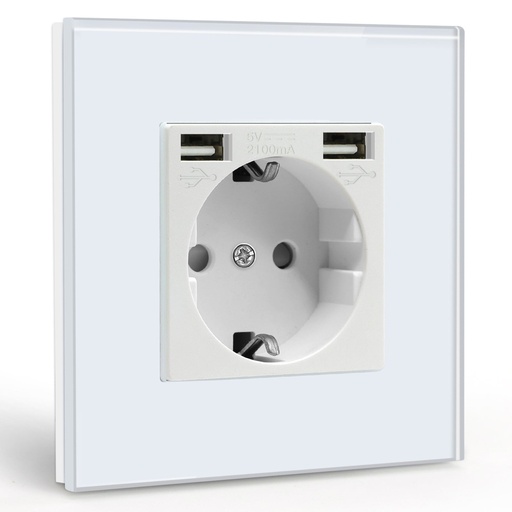 BSEED EU Sockets with 2.1A Double USB Port Interface Outlet Wall Socket