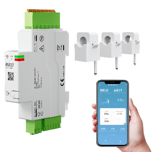 [SDM01-TWM-12-Z02] BSEED Wifi-s okos fogyasztásmérő, 3 fázisú, bontható áramváltókkal