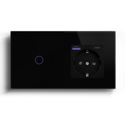 BSEED Wifi-s érintős villanykapcsoló EU konnektorral és 20W USB-C gyorstöltővel