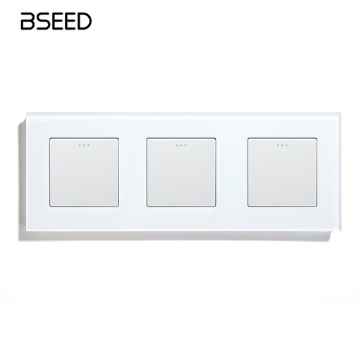 BSEED mechanikus kétutas nyomógombos villanykapcsoló, 228 mm-es üveg előlap