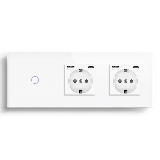 BSEED érintős villanykapcsoló dupla EU konnektorral és USB-C csatlakozóval