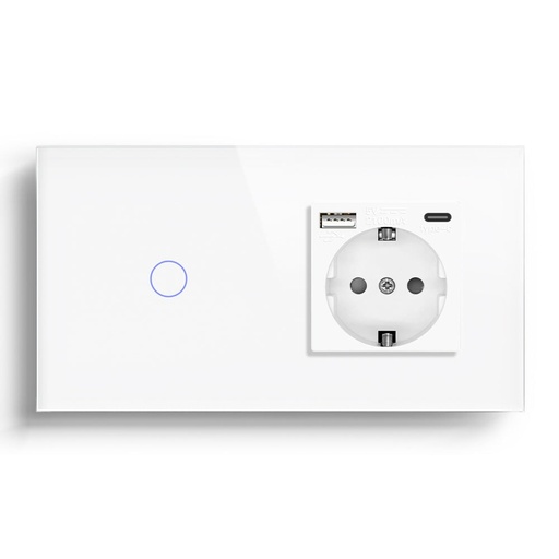 BSEED 1/2/3 Gang 1/2/3 Way Light Switch With EU Socket With Type-C Wall Socket