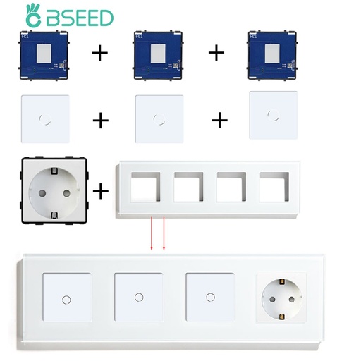BSEED 47 mm-es üveg kapcsoló-előlap ikonnal, pótalkatrész