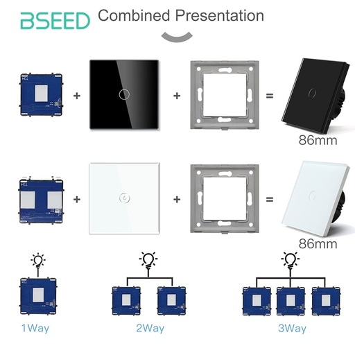 BSEED 86 mm-es üveg kapcsoló-előlap ikonnal, pótalkatrész